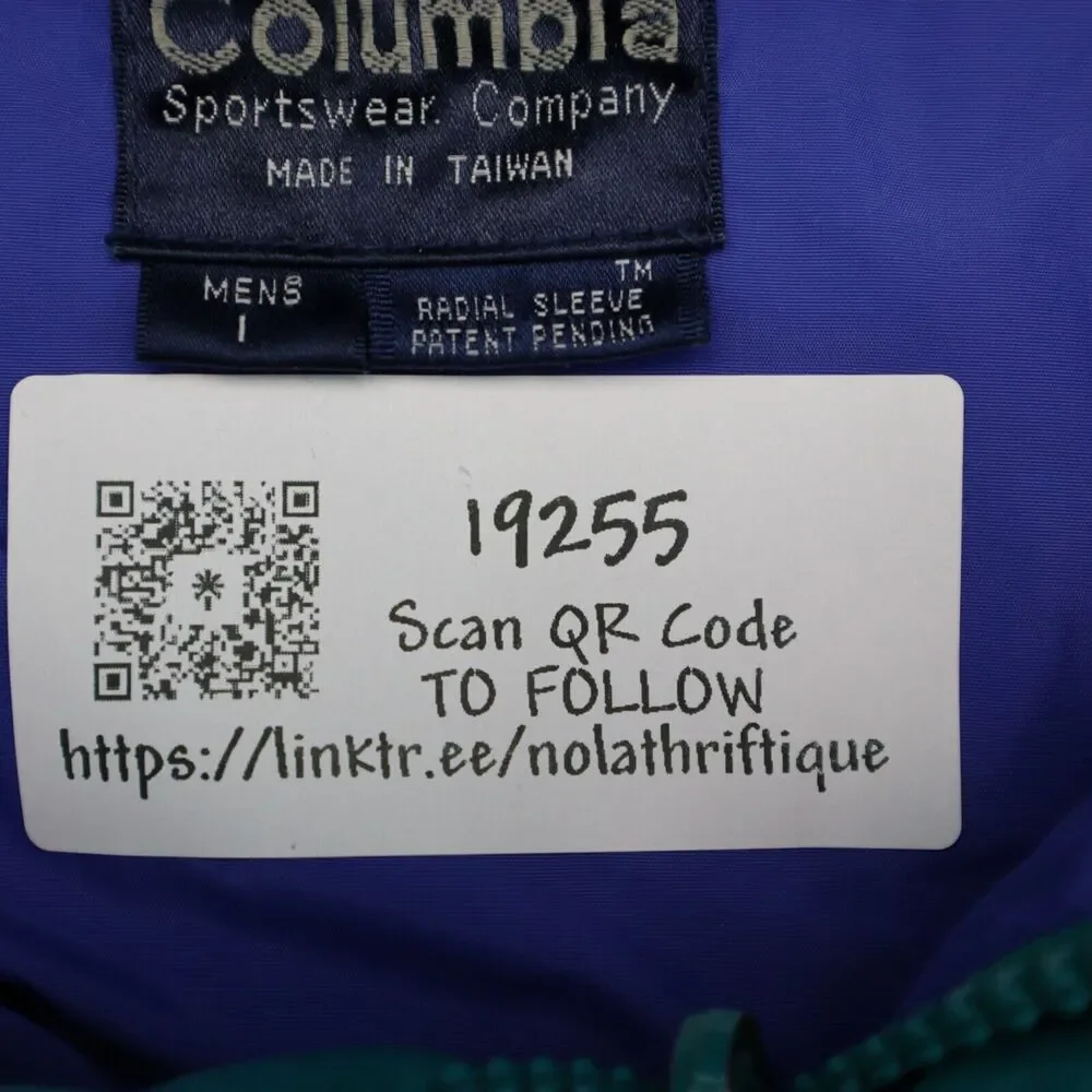 Columbia Jacket Mens L Green Radial Sleeve Stand Up Neck Full Zip Windbreaker